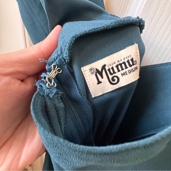 NWT Show me your Mumu Jenn Maxi Dress Deep Jade Green Chiffon Medium - Picture 5 of 14